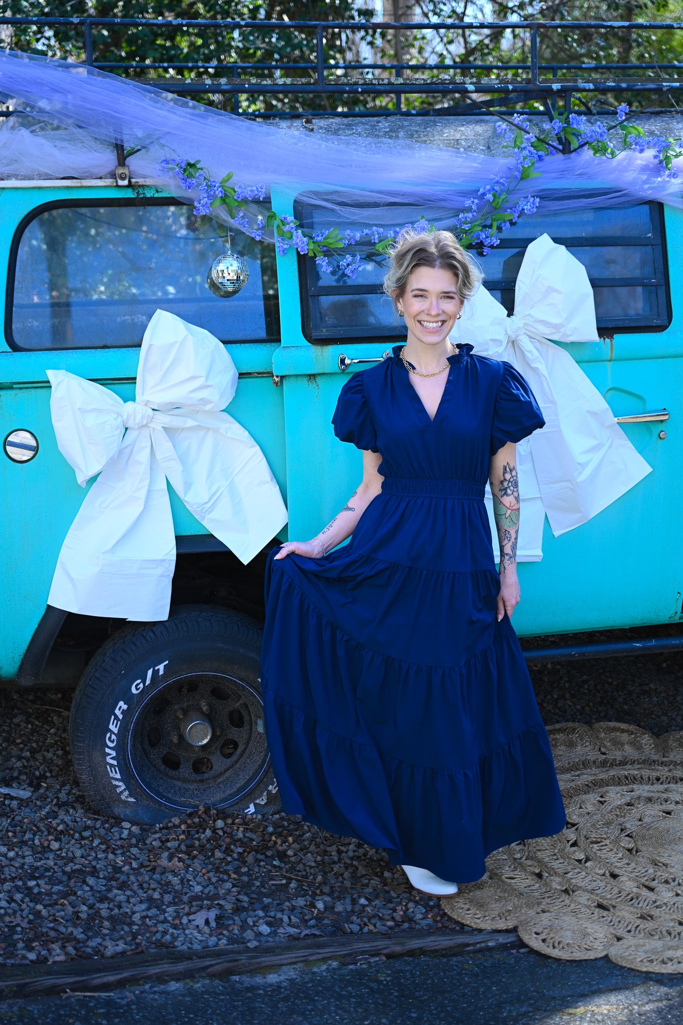 Nessa Navy Peplum Maxi Dress -