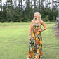 Renia Tropical Eve Strapless Smocked Jumpsuit