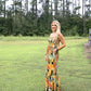 Renia Tropical Eve Strapless Smocked Jumpsuit