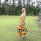 Renia Tropical Eve Strapless Smocked Jumpsuit