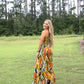 Renia Tropical Eve Strapless Smocked Jumpsuit