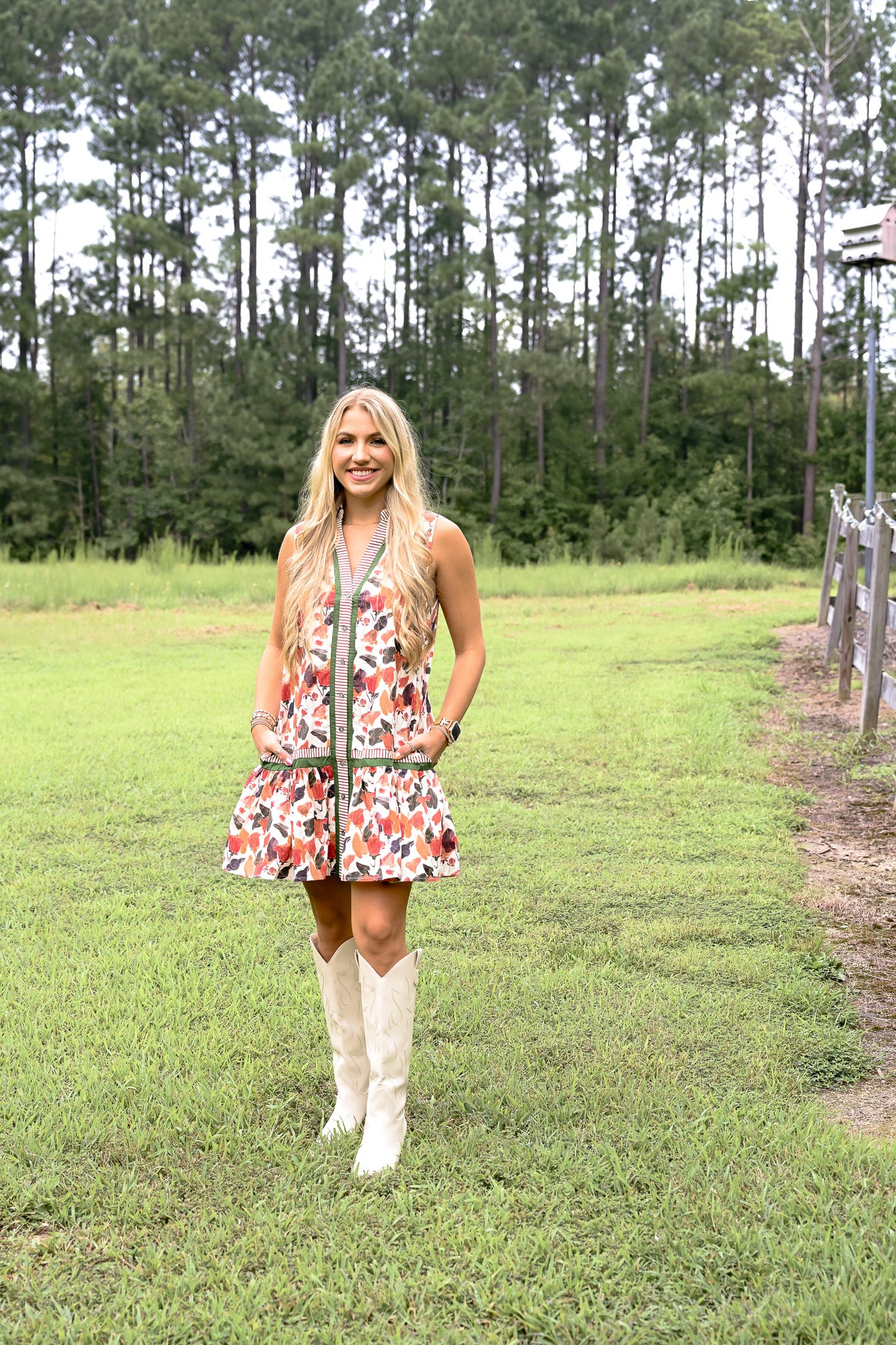 Blooming Fall Sleeveless Dress