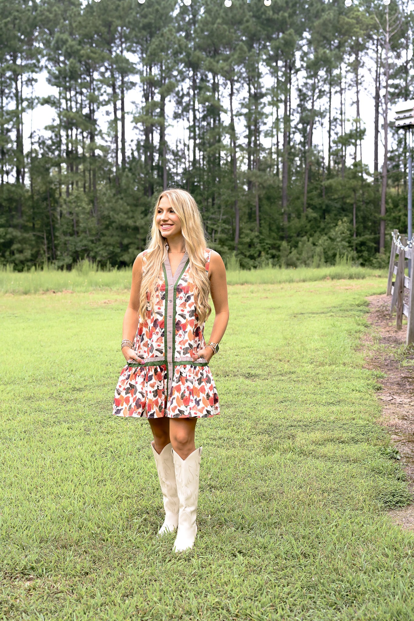Blooming Fall Sleeveless Dress