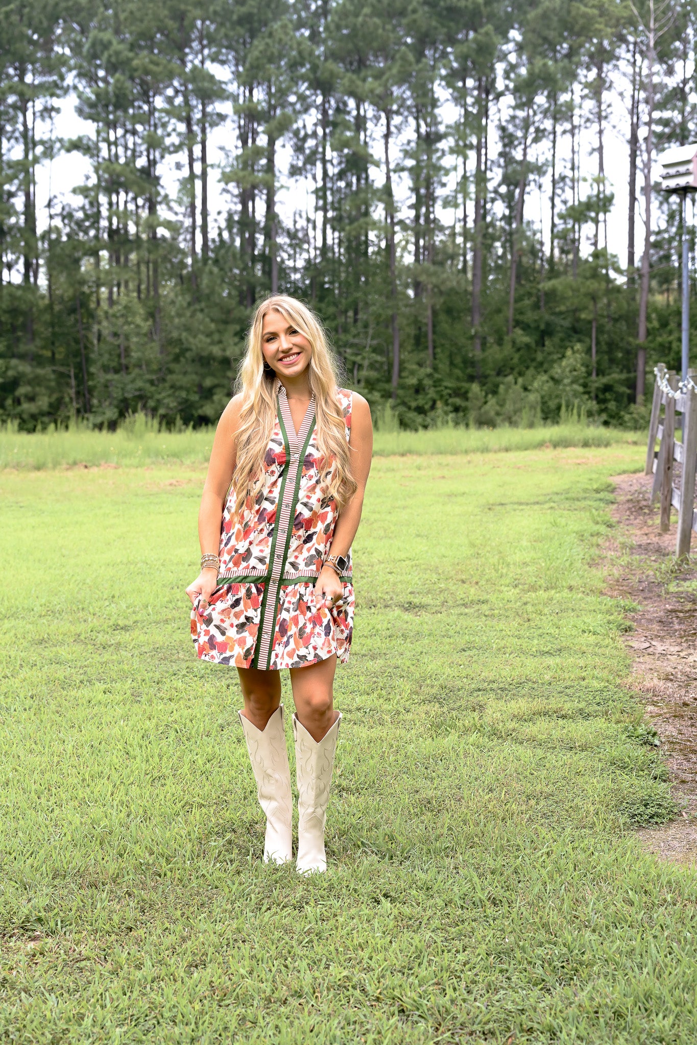 Blooming Fall Sleeveless Dress