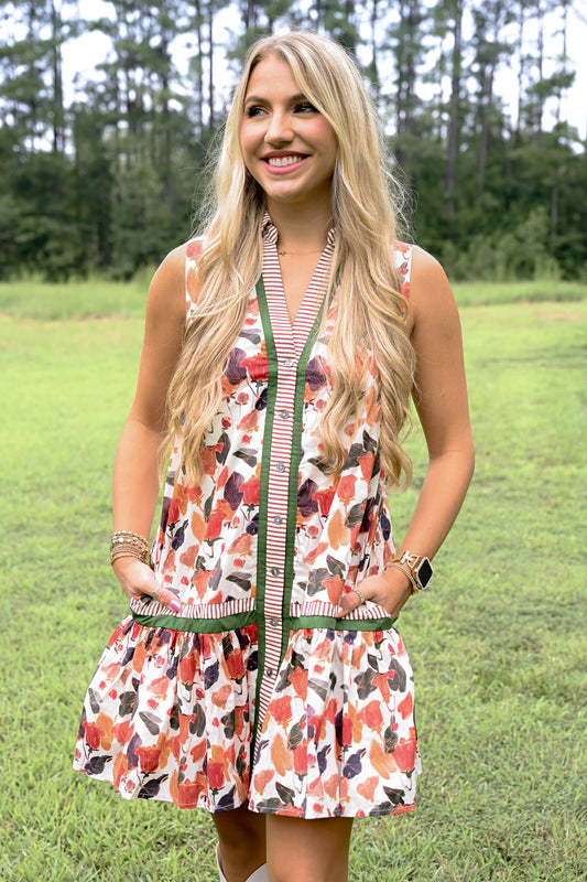 Blooming Fall Sleeveless Dress