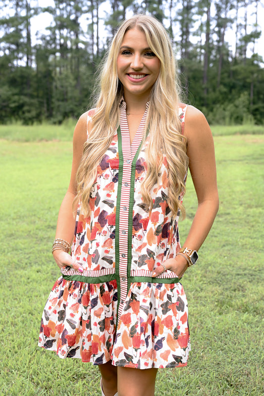 Blooming Fall Sleeveless Dress