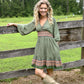 Gaia Green Printed Mini Dress