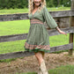 Gaia Green Printed Mini Dress