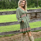 Gaia Green Printed Mini Dress