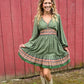Gaia Green Printed Mini Dress
