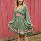 Gaia Green Printed Mini Dress