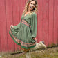 Gaia Green Printed Mini Dress