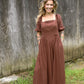 Mocha Cotton Square Neck Maxi Dress