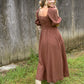 Mocha Cotton Square Neck Maxi Dress