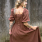 Mocha Cotton Square Neck Maxi Dress