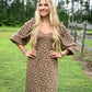 Brown Floral Lace Panel Maxi Dress