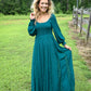 Deep Teal Lace Detail Maxi Dress