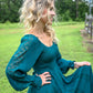 Deep Teal Lace Detail Maxi Dress