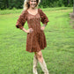 Copper Lace Fit And Flare Mini Dress