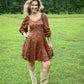 Copper Lace Fit And Flare Mini Dress