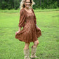 Copper Lace Fit And Flare Mini Dress