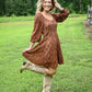 Copper Lace Fit And Flare Mini Dress
