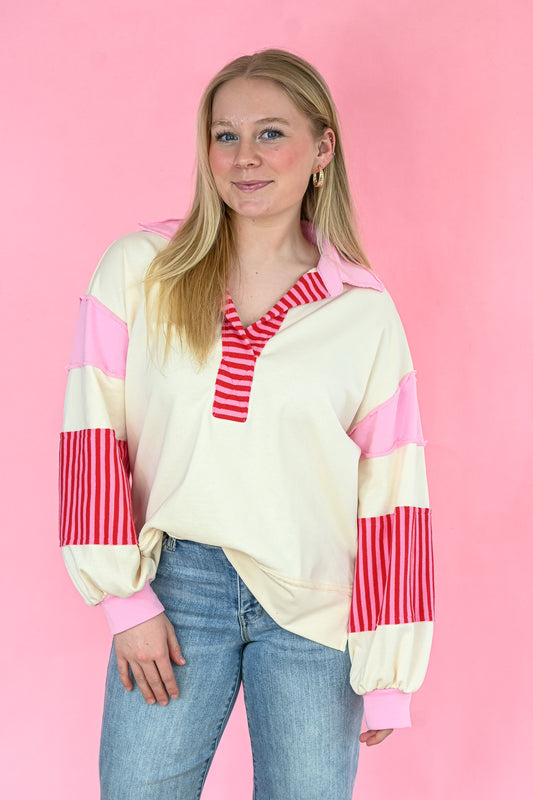 Pink Rugby Pullover -