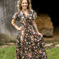 Floral Chocolate Tiered Maxi Dress