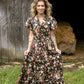 Floral Chocolate Tiered Maxi Dress