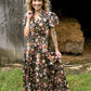 Floral Chocolate Tiered Maxi Dress