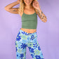 Blue Flower Printed Jeans -