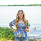 Electric Rainforest Smocked Top -