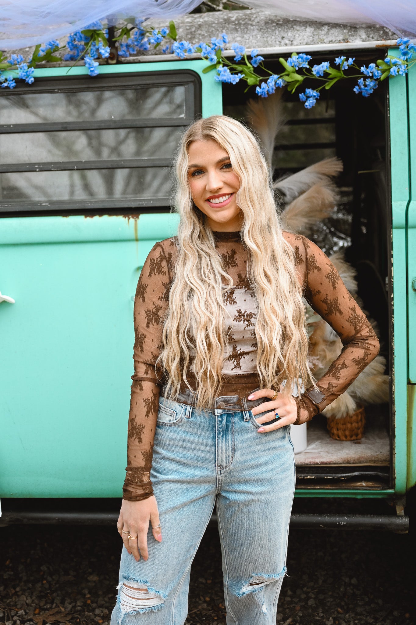 Zoey Brown Lace Long Sleeve -