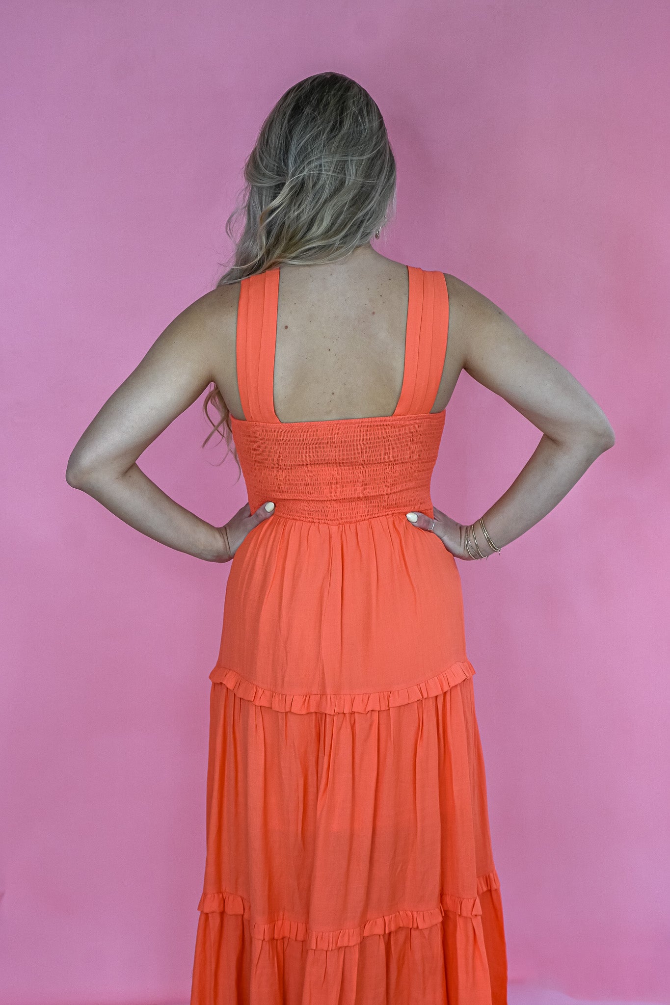 On The Horizon Midi Dress - Orange -