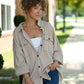 Mineral Wash Waffle Knit Button-Up Shacket: DARK TAUPE
