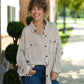 Mineral Wash Waffle Knit Button-Up Shacket: DARK TAUPE