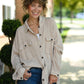 Mineral Wash Waffle Knit Button-Up Shacket: DARK TAUPE