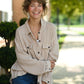 Mineral Wash Waffle Knit Button-Up Shacket: DARK TAUPE