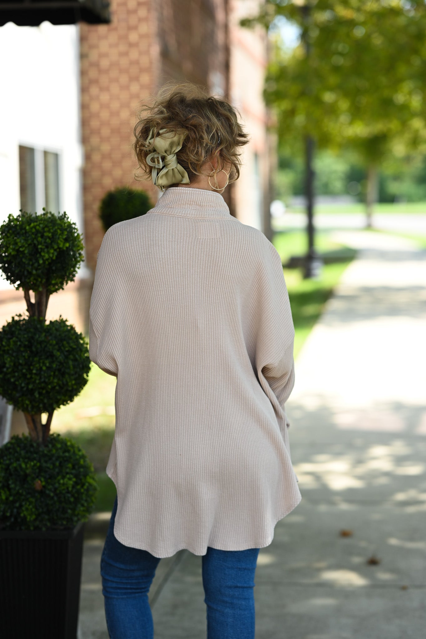 Mineral Wash Waffle Knit Button-Up Shacket: DARK TAUPE