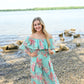 Turquoise Palms Wide Leg Trouser -