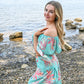 Turquoise Palms Wide Leg Trouser -