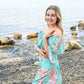 Turquoise Palms Wide Leg Trouser -
