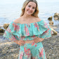Turquoise Palms Wide Leg Trouser -