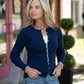 Ribbed Button Front Cardigan: Navy