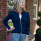 Ribbed Button Front Cardigan: Navy