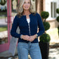 Ribbed Button Front Cardigan: Navy