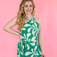 Green Floral Halter High Low Dress -