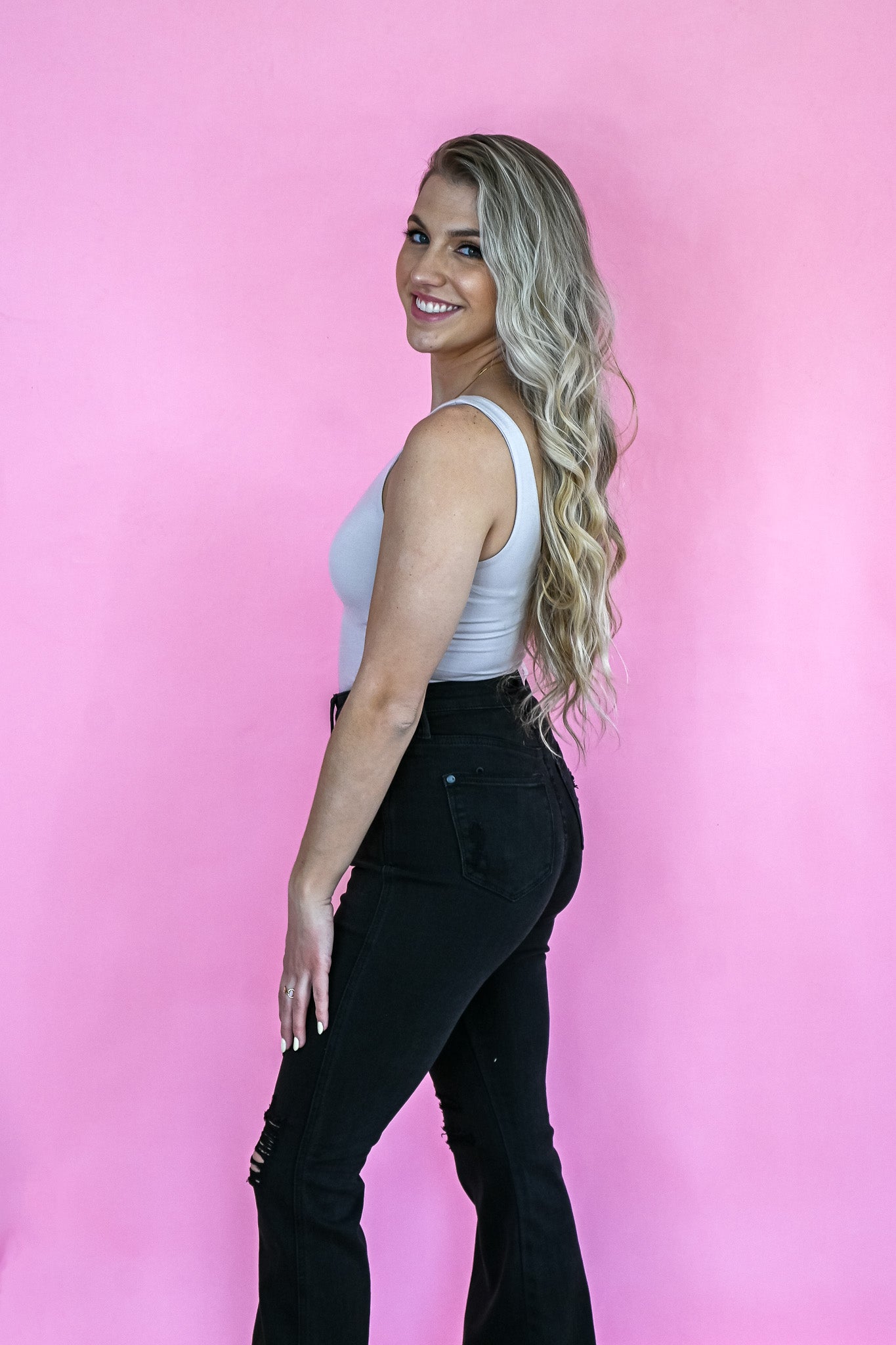 Black High Waist Destroy Flares -