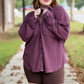 Mineral Wash Waffle Knit Button-Up Shacket: DARK CHERRY