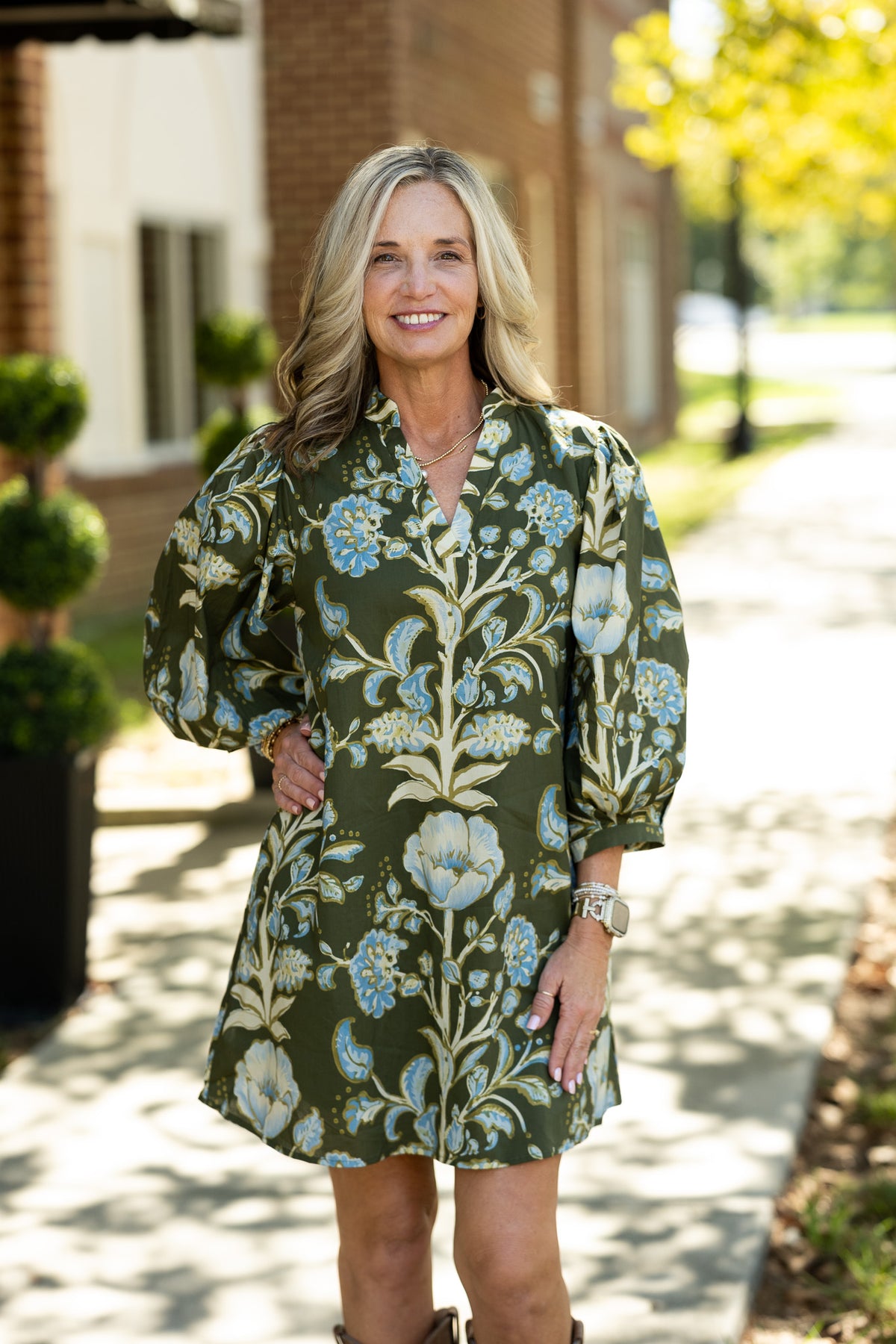 Zahra Olive Floral Dress